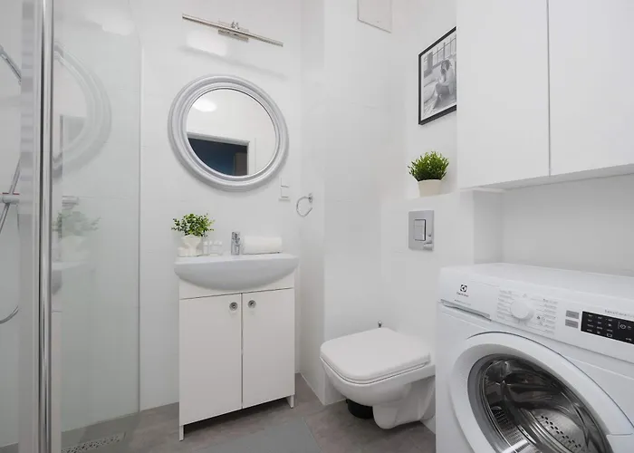 Apartment Blue In With Desk For Remote Work And Parking By Renters Warsaw